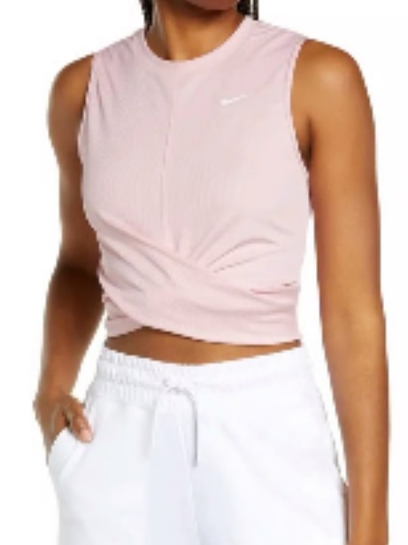 Nike Women’s Pale Pink Ribbed Twist Crop Tank